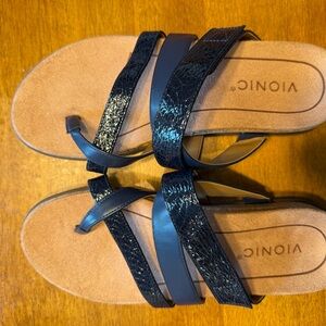Vionic Blue and Tan Sandals Minimalist Design